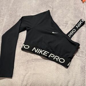 Nike Women's Black Asymmetrical Crop Top